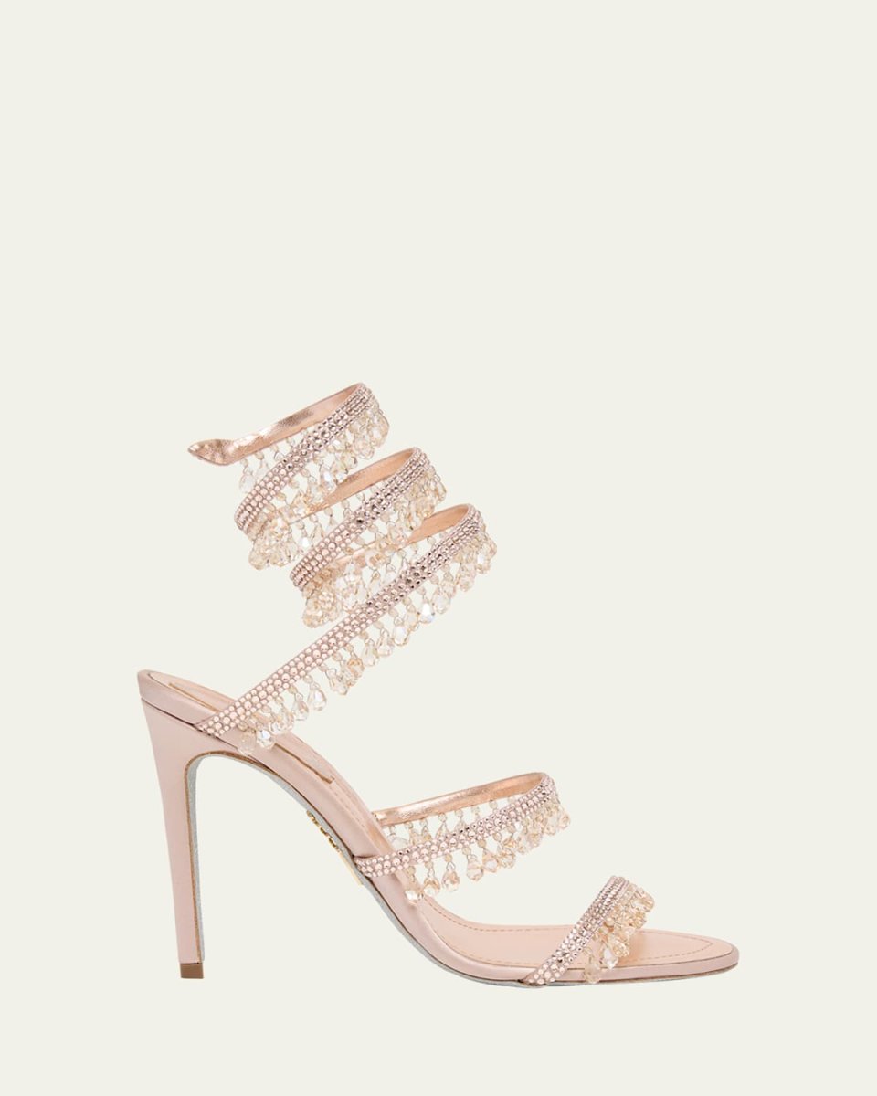 Chandelier Satin Snake Ankle Wrap Sandals
